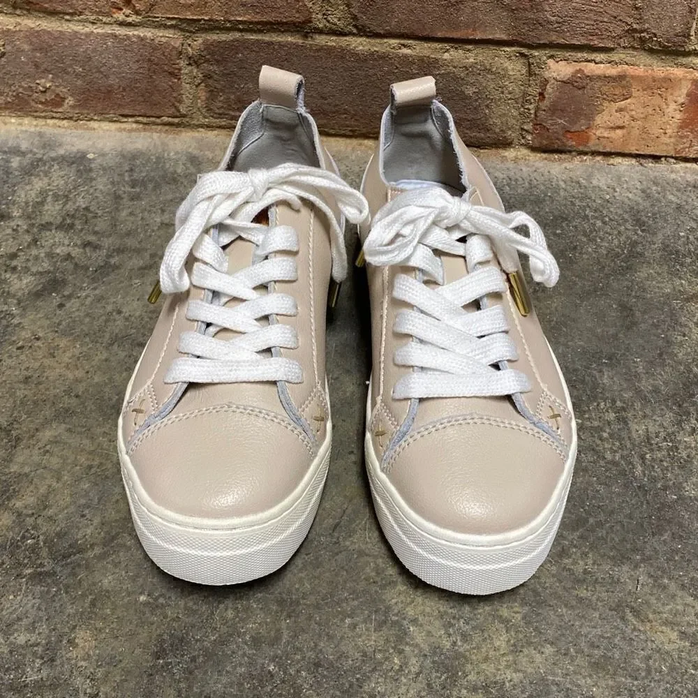 Musse & Cloud Masy Nude Leather Lace Up Sneaker Size 5 NEW